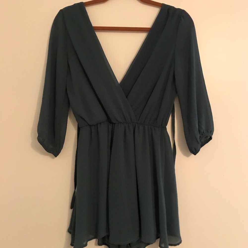 Dainty Hooligan Teal Romper NWT